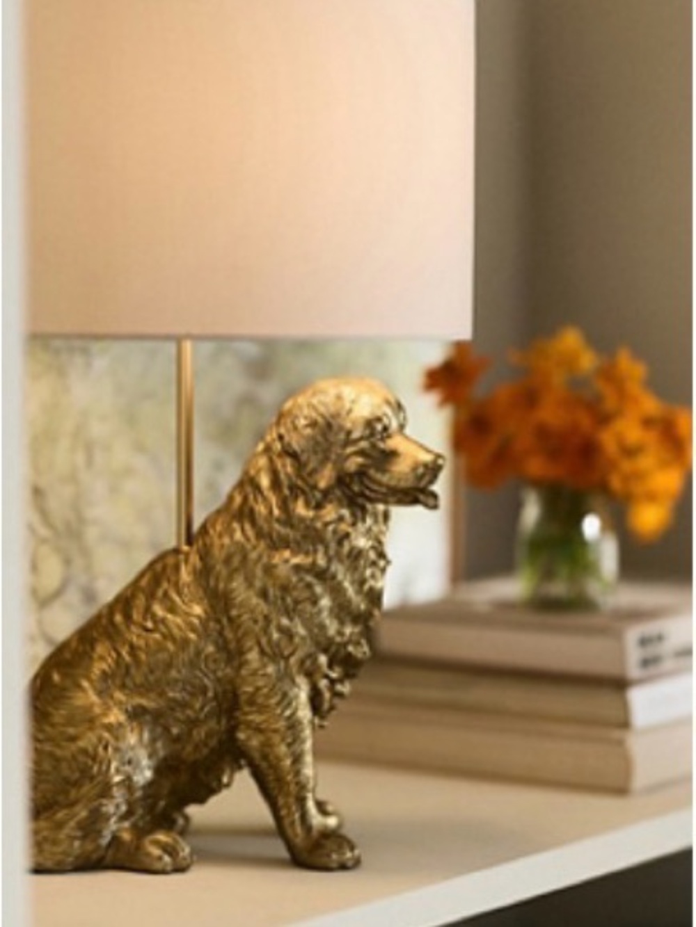 Anthropologie Icon Gold Dog Table Lamp